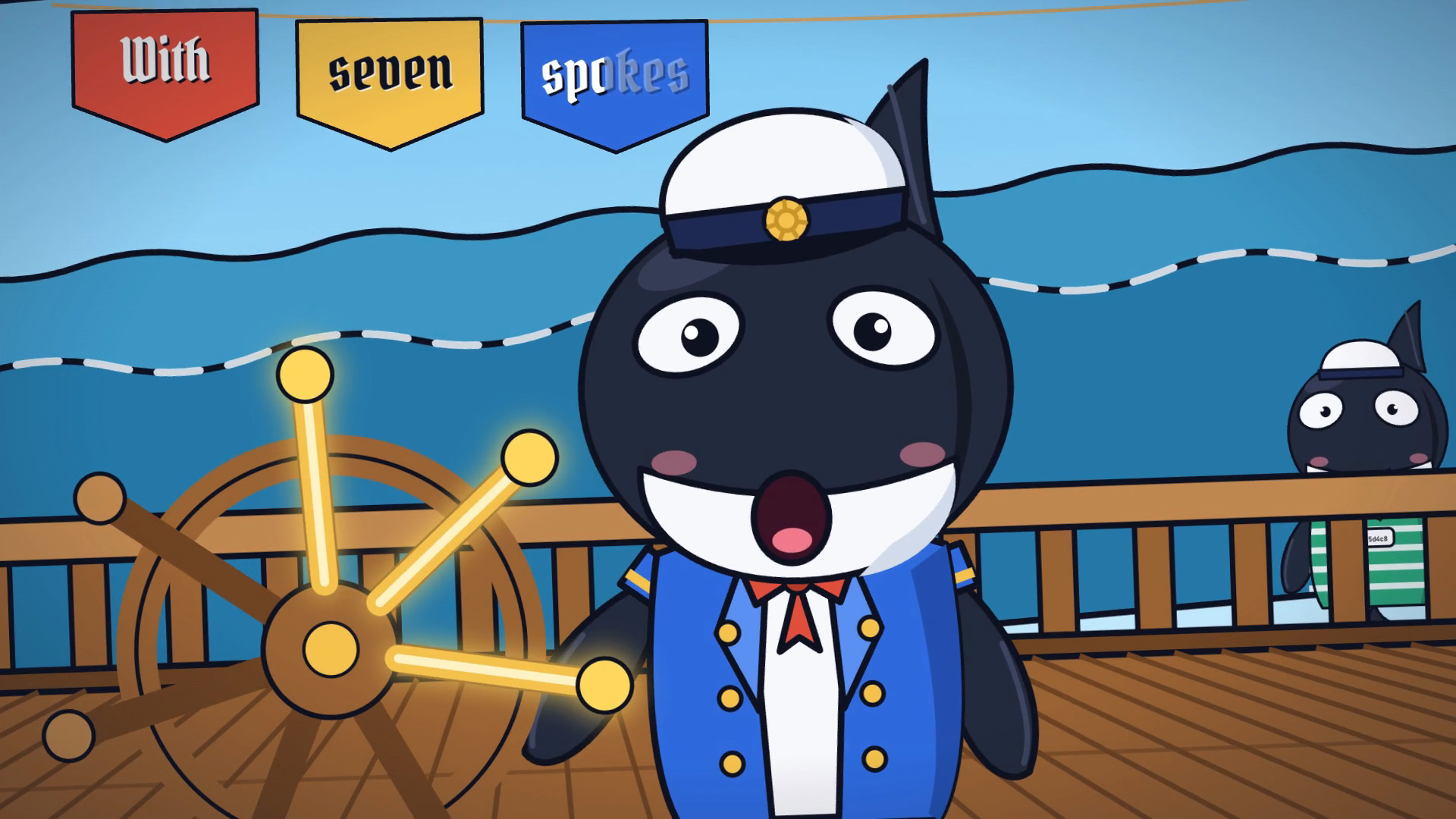 Captain Quorum singing at the wheel